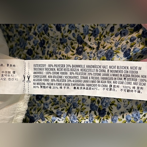 Hyacinth House Blue Floral Maxi Dress Puff Sleeve Ruffle Prairie Cottagecore XS - Picture 12 of 13